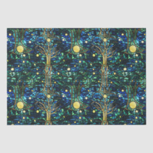 Emerald Green Celestial Tree Stained Glass Pattern Tissue Paper