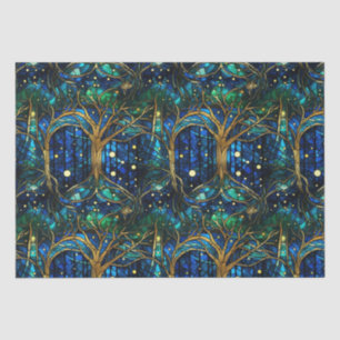 Emerald Green Celestial Tree Stained Glass Pattern Tissue Paper