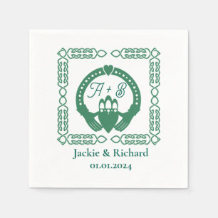Emerald Green Celtic Knot Claddagh Wedding Napkin
