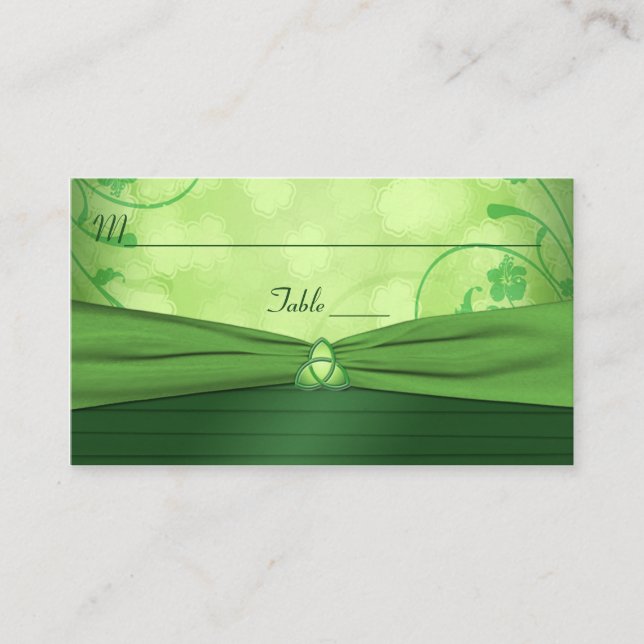 Emerald Green Celtic Love Knot Place Card (Front)