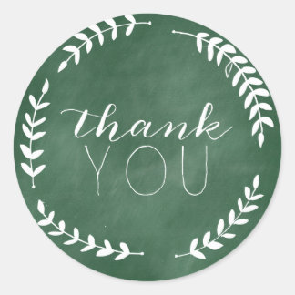 Emerald Green Chalkboard Thank You Laurel Sticker