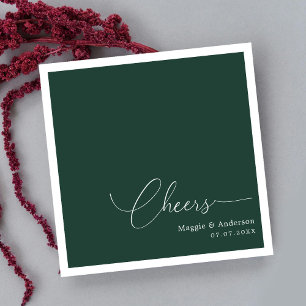 Emerald Green Cheers Script Wedding Napkin