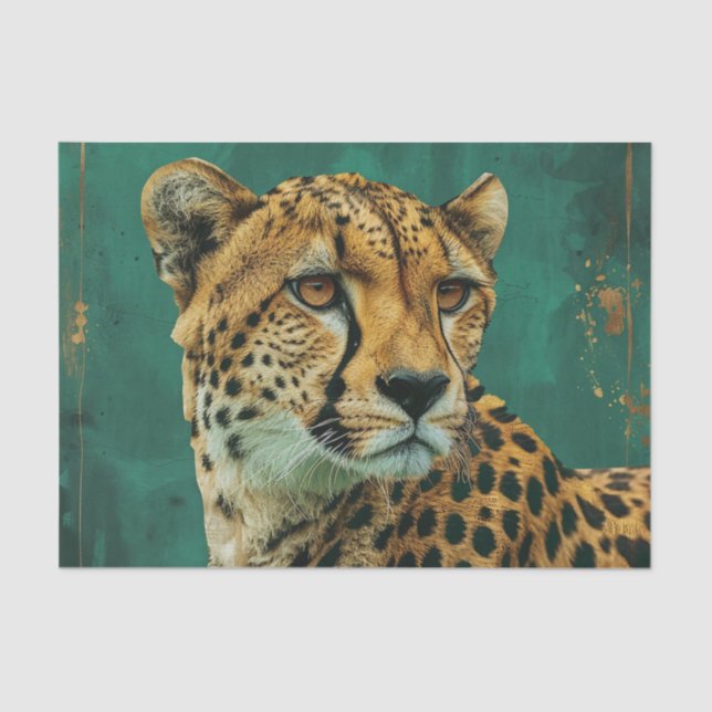 Emerald Green Cheetah Maximalist Decor Tissue Paper (Front)