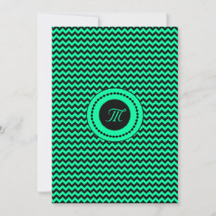 Emerald Green Chevron Monogrammed Wedding Invitation