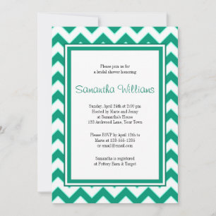 Emerald Green Chevron Pattern Bridal Shower Invitation