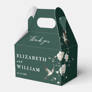 Emerald Green Chinoiserie Floral Wedding Thank You Favour Box