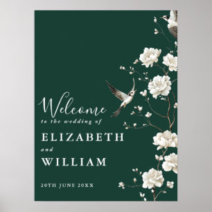 Emerald Green Chinoiserie Wedding Welcome Sign