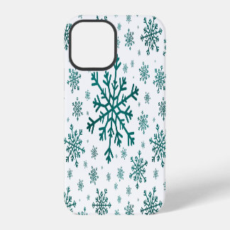 Emerald Green Christmas Snowflakes on Winter White iPhone 12 Pro Case