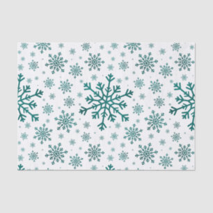 Emerald Green Christmas Snowflakes on Winter White Tissue Paper
