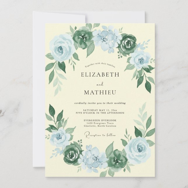 Emerald Green Classic Botanical Wedding Invitation (Front)
