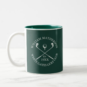 Emerald Green Classic Golf Club Name Personalised Two-Tone Coffee Mug