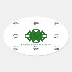 Emerald Green Clover Rbn Tmpl by Kenneth Yoncich Oval Sticker