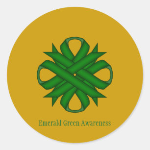 Emerald Green Clover Ribbon by Kenneth Yoncich Classic Round Sticker