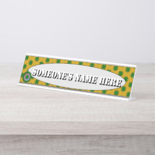 Emerald Green Clover Ribbon by Kenneth Yoncich Desk Name Plate