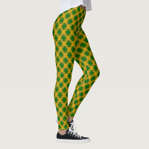 Emerald Green Clover Ribbon by Kenneth Yoncich Leggings