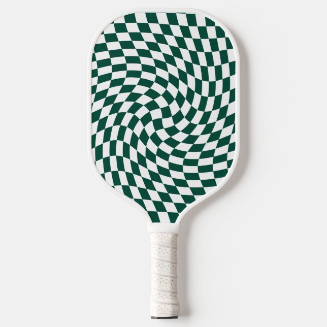 Emerald Green Collection Check Chequered  Pickleball Paddle (Front)
