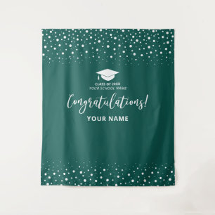 Emerald Green Confetti Congratulation Graduation Tapestry