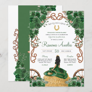 Emerald Green Country Western Charro Quinceanera  Invitation