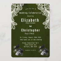 Emerald Green  Crow Skull Roses Gothic Wedding
