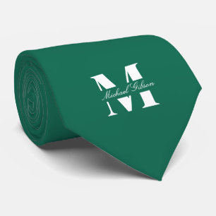 Emerald Green Custom Monogram Wedding Groomsmen Tie