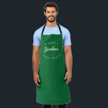 Emerald Green Custom Name Chef established year Apron<br><div class="desc">Introducing our Personalised Name Chef Established Year Apron—a celebration of culinary creativity and a unique expression of appreciation for the chef in your life. This modern and customisable apron empowers chefs to continue crafting delicious dishes while wearing a personalised accessory that speaks to their talents. Emerald green apron (see other...</div>