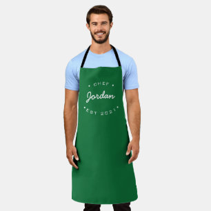 Emerald Green Custom Name Chef established year Apron