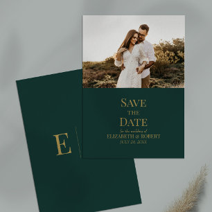 Emerald Green Custom Photo Save the Date Card