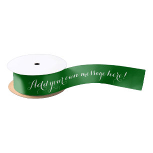 Emerald Green Custom Text Satin Ribbon