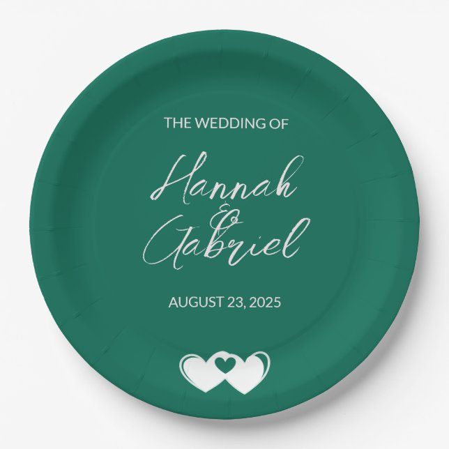 Emerald Green Custom Wedding Paper Plate (Front)