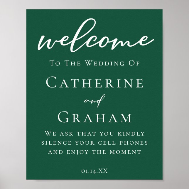 Emerald Green Custom Welcome to Our Wedding Poster (Front)