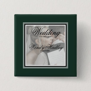Emerald green customisable wedding name button