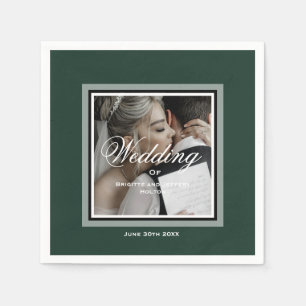 Emerald green customisable wedding photo napkins