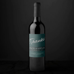 Emerald Green   Deep Jade Velvet Grunge Thank You Wine Label