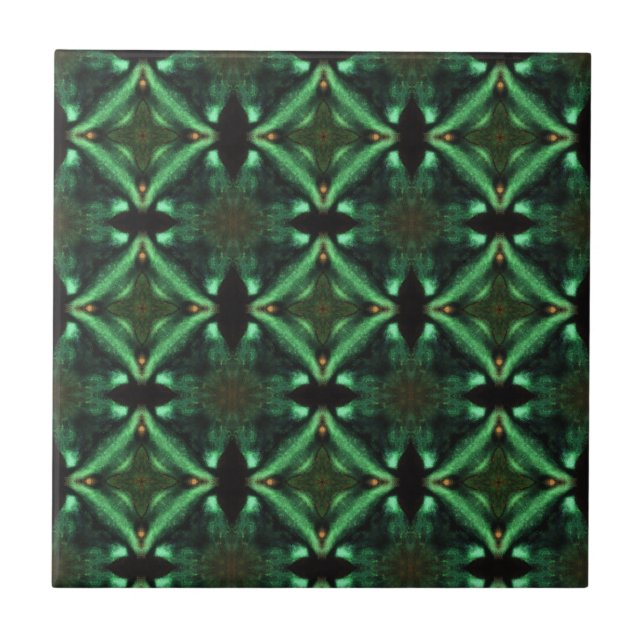 Emerald green diamonds gorgeous geometric art tile (Front)