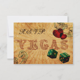 emerald green dice Vintage Vegas rsvp 3.5 x 5 Card