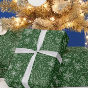 Emerald Green Doodle Christmas Sleigh Pattern Wrapping Paper