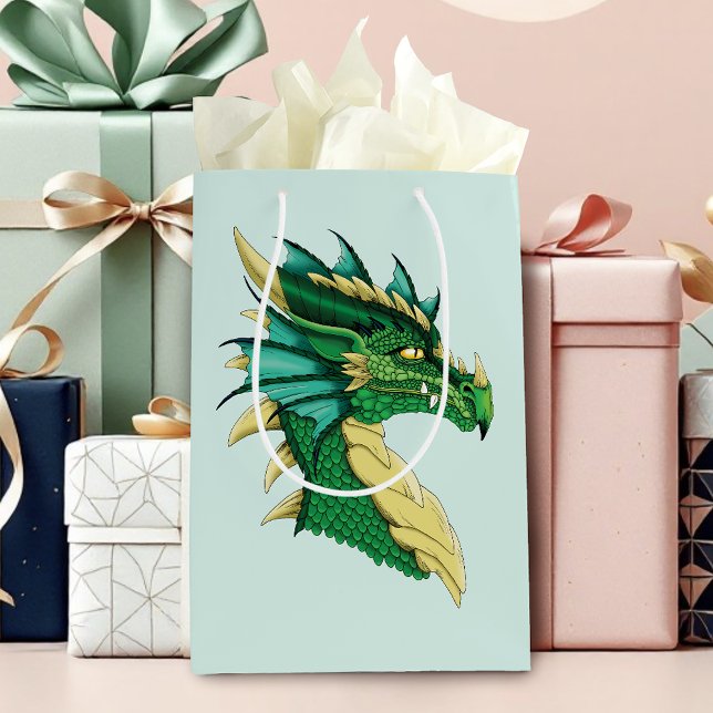 Emerald Green Dragon Portrait Head Fantasy Medium Gift Bag (Creator Uploaded)