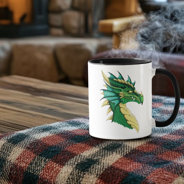 Emerald Green Dragon Portrait Head Fantasy Mug (Creator Uploaded)