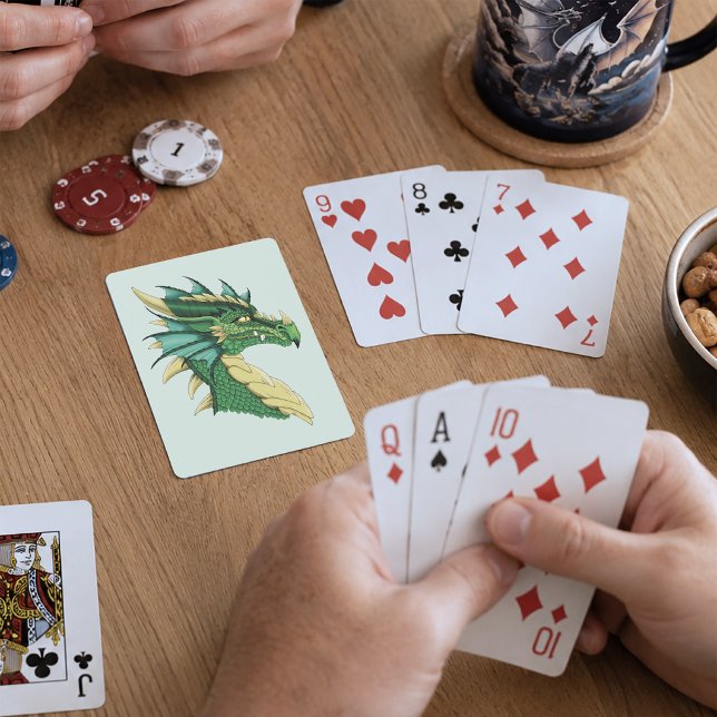 Emerald Green Dragon Portrait Head Fantasy Playing Cards (Creator Uploaded)