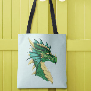 Emerald Green Dragon Portrait Head Fantasy Tote Bag