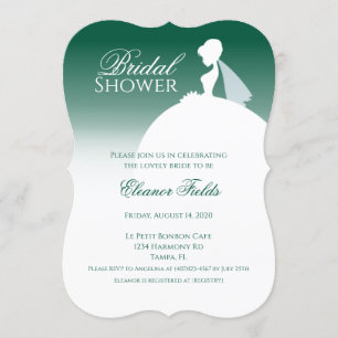 Emerald Green Dress Silhouette Bridal Shower Invitation