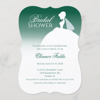 Emerald Green Dress Silhouette Bridal Shower Invitation