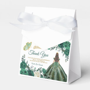 Emerald Green Dresses Quinceañera Crown Thank You Favour Box