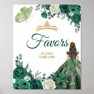 Emerald Green Dresses Quinceañera Favours Poster