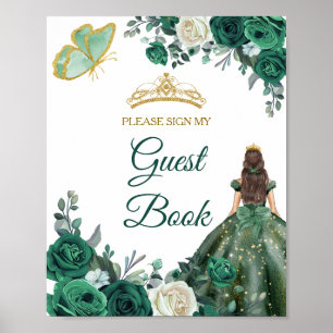 Emerald Green Dresses Quinceañera Guest Book