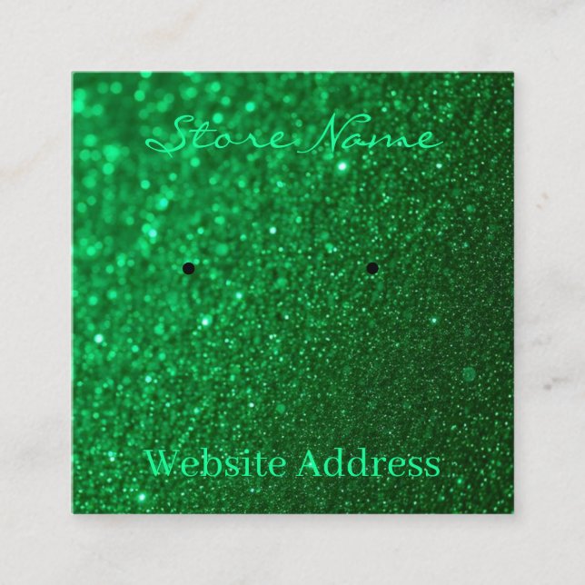 Emerald Green Earring display  Square Business Card (Front)