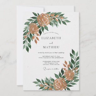 Emerald Green Earthy Autumn Wedding Invitation