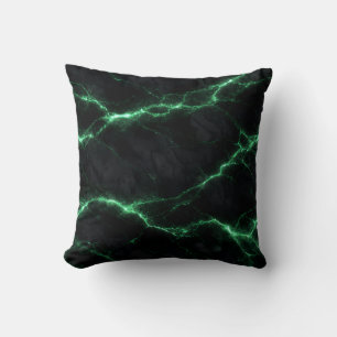Emerald Green Electric Marble Throw Pillow