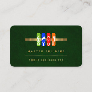 Emerald Green Elegance Gold Handyman Tools Business Card