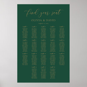Emerald Green Elegant 18 tables Seating Chart